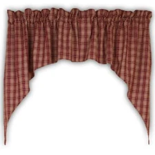 FAIRFIELD Burgundy Plaid Window Swag Valance 72" x 36", by The Country House