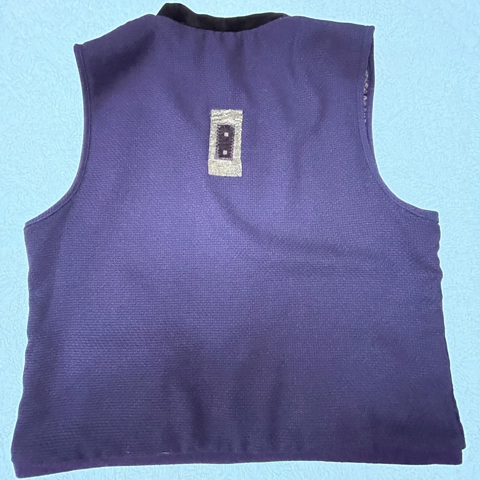 K.D Spring Womens Zip Front V-Neck Textured Reversible Vest Small Purple Pockets - Image 4 of 4
