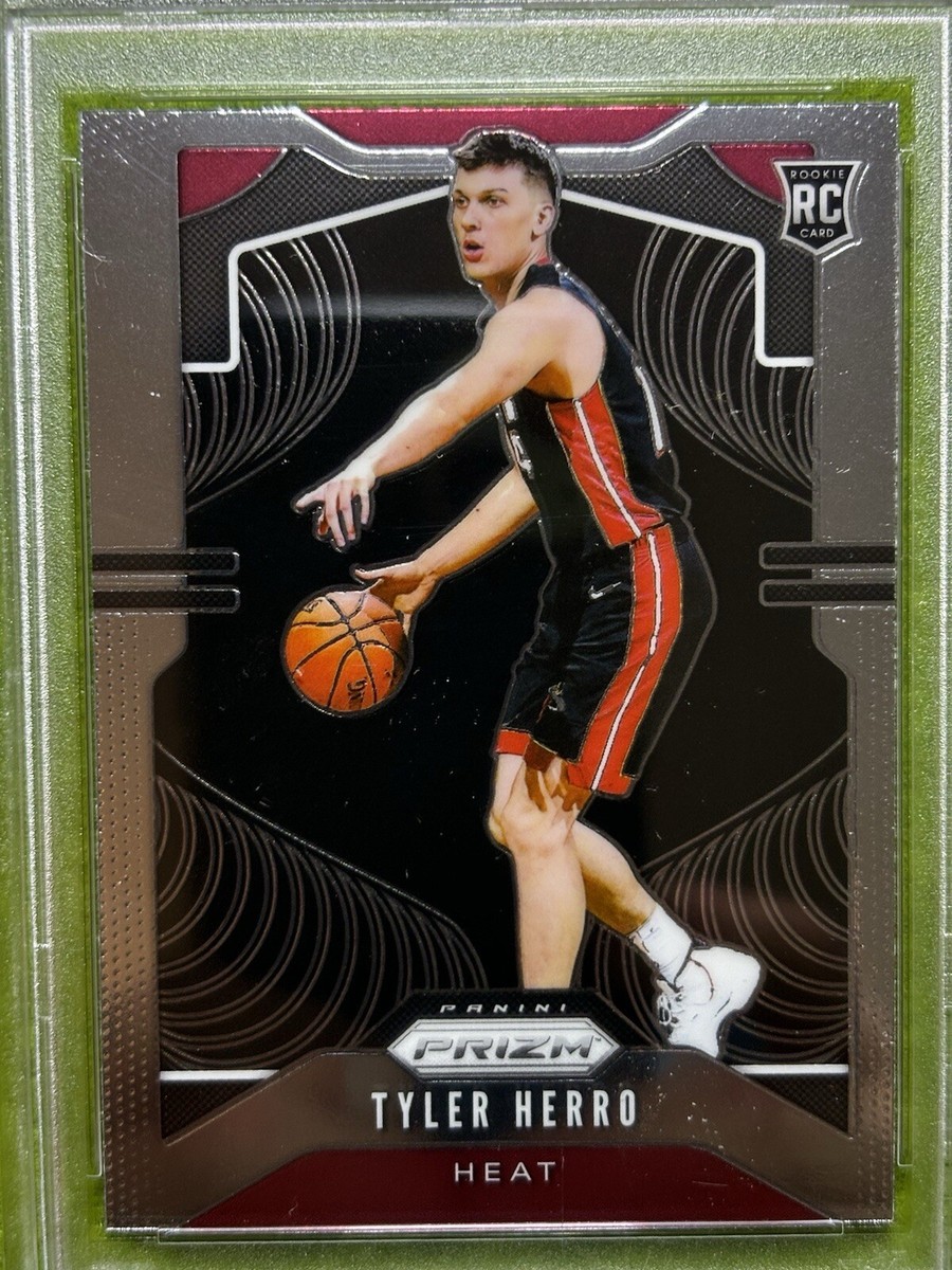 Tyler Herro PRIZM PSA 9 ROOKIE CARD Jersey #14 MIAMI HEAT