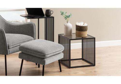 Beistelltisch Couchtisch Nachttisch Strington Rauchglas Metall schwarz 40x40 cm - Bild 6 von 9