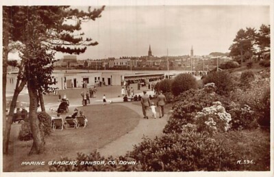 Postcard NORTHERN IRELAND:  RPPC Marine Gardens, Pickie, Bangor, County Down