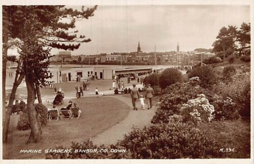 Postcard FX:  RPPC Marine Gardens, Pickie, Bangor, County Down, Northern Ireland - Picture 1 of 2