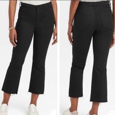 Universal Thread Black Ankle Bootcut Vintage Stretch Raw Hem Black Jean Size 10