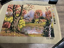Collection Seg De Paris Needlepoint Canvas Landscape Wooden Bridge 981.46