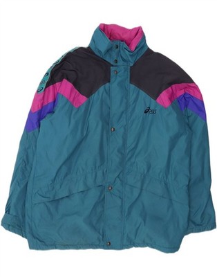 Asics Herren Windbreaker Jacke UK 42 XL Blau Colourblock Polyamid AV16