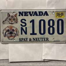 Nevada License Plate “Dog And Cat” Spay And Neuter 2007