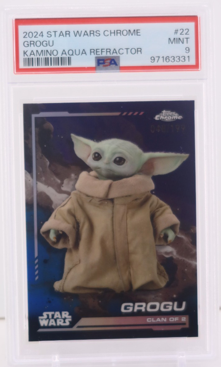 2024 Topps Star Wars Chrome GROGU #22 AQUA REFRACTOR /199 PSA 9