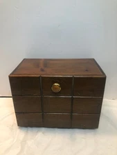 Vintage Wood Table Cabinet Box Sewing Country Rustic Primitive 12 x 9 x 7