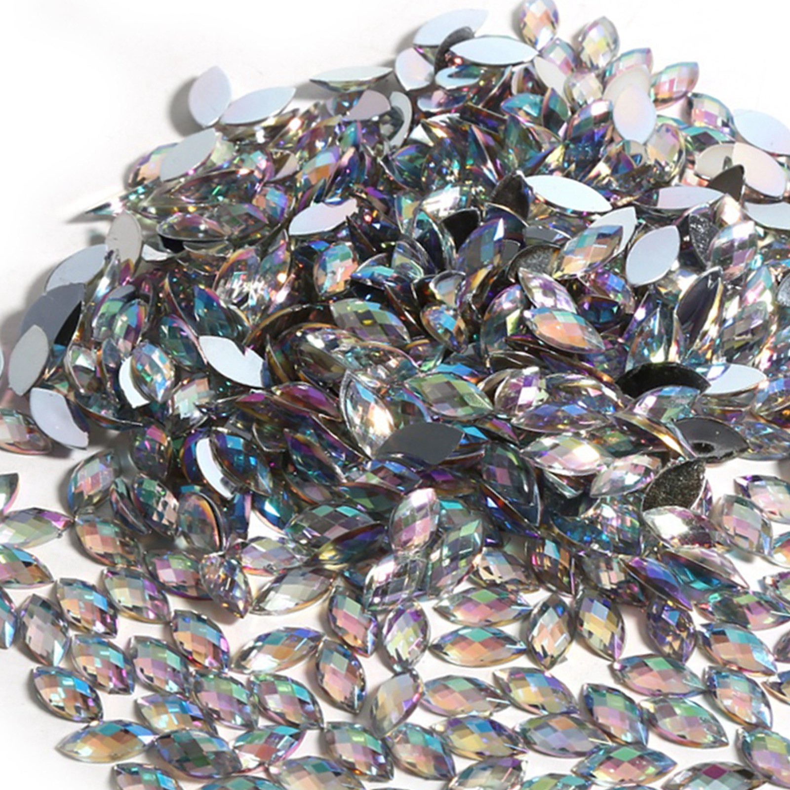 (White)Horse Eye Shape Acrylic Flatback Rhinestones Scrapbooking Craft BL