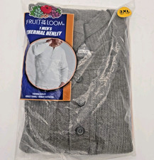 Fruit of the Loom Mens Thermal Underwear Top Henley Crew Sz 3XL NOS VTG Charcoal