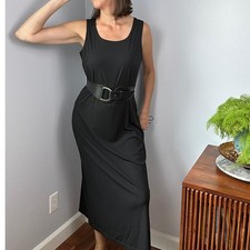 K Studio Vintage 90s Black Maxi Column Dress Sleeveless Minimalist USA Made 12