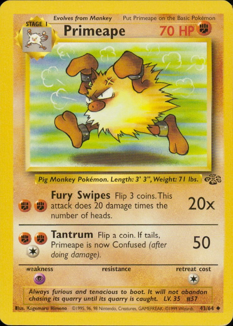 Primeape Unlimited Uncommon Jungle 43/64 MP