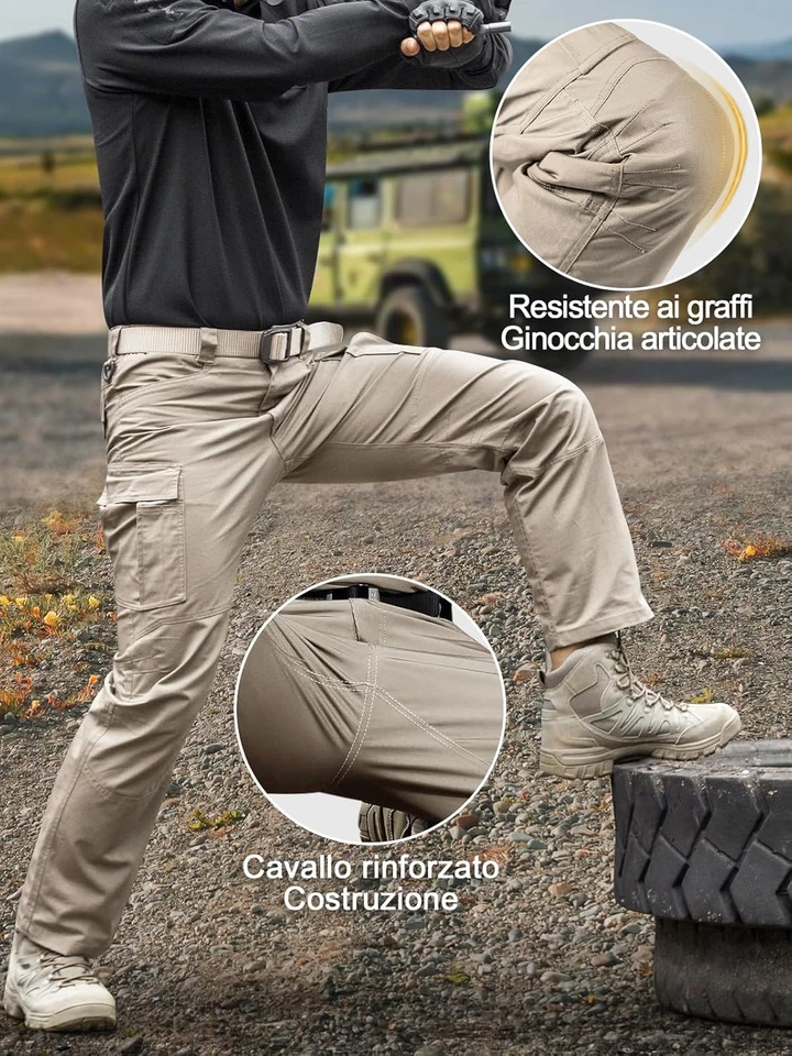 Pantaloni Da Lavoro per Uomo – Pantaloni Cargo Con Vestibilità Comoda, Tattici,  - Immagine 4 di 4