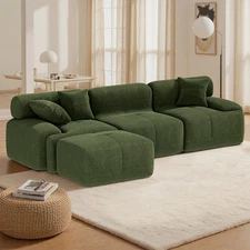 118" Sectional Sofa Set L-Shaped Couch Living Room Convertible Indoor Modular