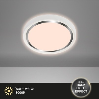 Deckenleuchte Briloner Kahiko LED 15W Ø33,4CM Deckenlampe Backlight 3000K Chrom 