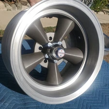 RARE And NICE Pair 60s 70s US Mags 16 x 8.5" Torq Thrust Style Wheels GM 4 3/4"