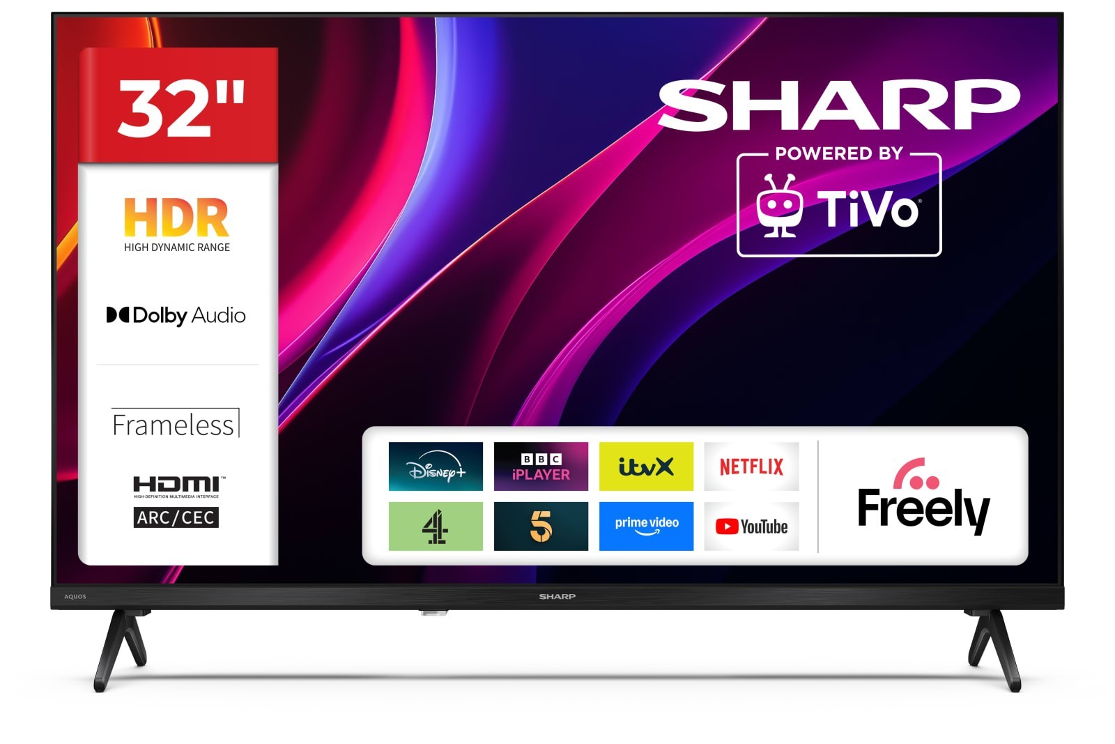 NEW SHARP C32HE2445K Tivo AQUOS 32'' Frameless Smart LED HD 768p TV - Black