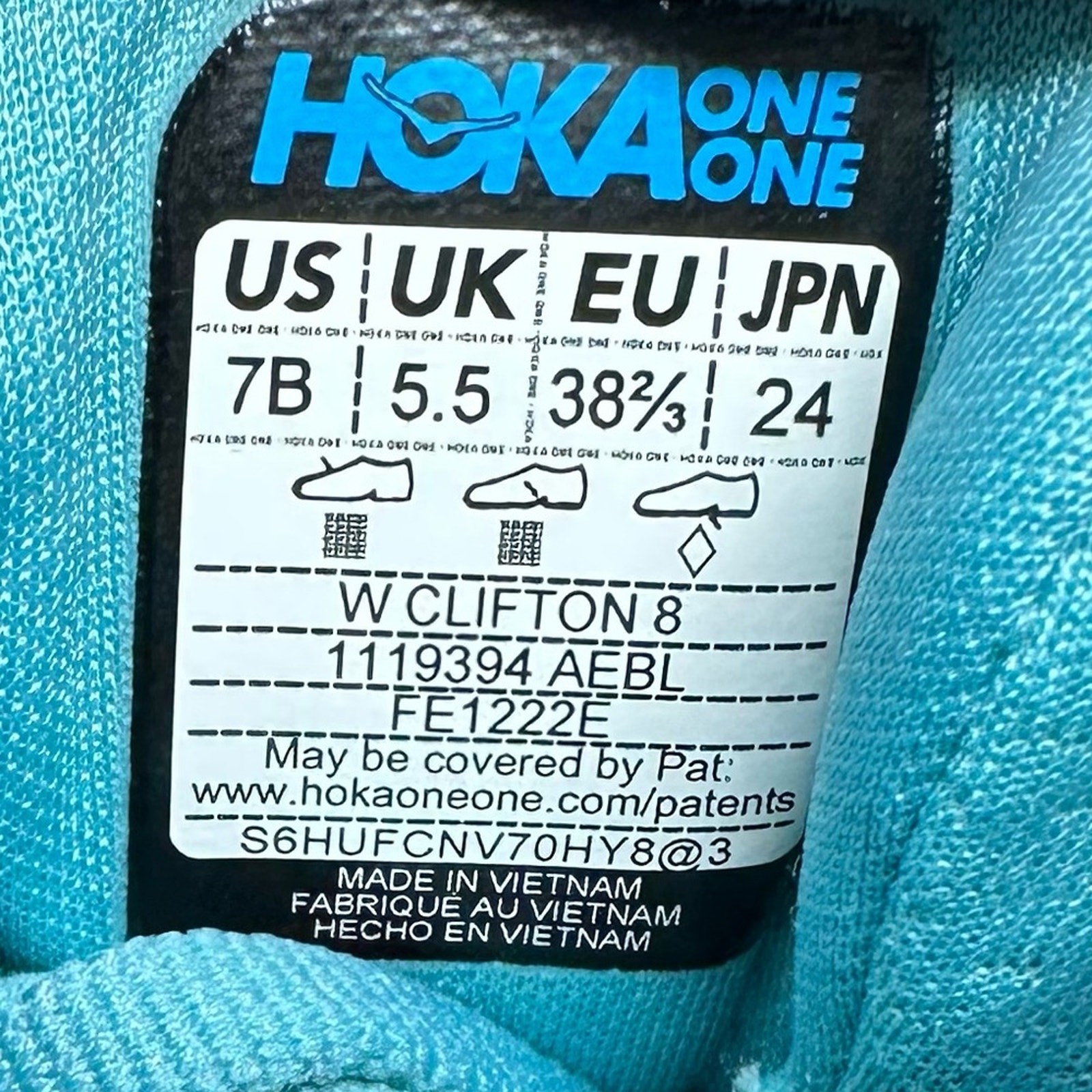 HOKA ONE Clifton 8 Running Shoes Aquarelle Eggshell Blue Size 7 Women's thumbnail 9