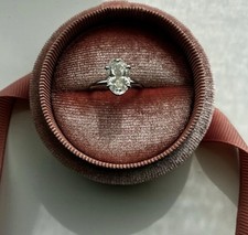 Forever For Love Moissanite Oval Solitaire 925 Silver Engagement Ring Size I