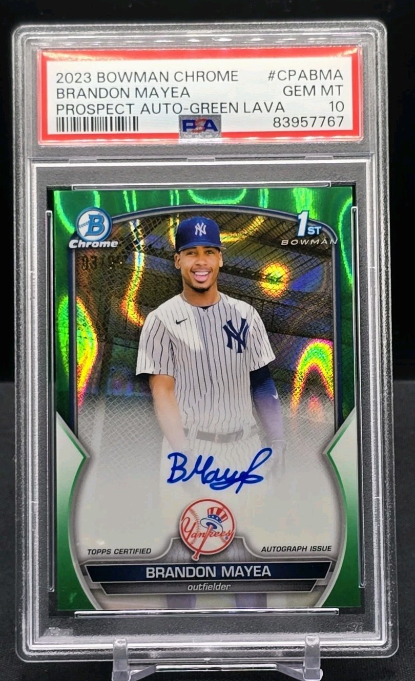 BRANDON MAYEA 2023 Bowman Chrome 1ST GREEN LAVA AUTO SN# 83/99 PSA 10 GEM MINT