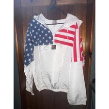 Surf Style Pullover Windbreaker Americana Stars Stripes Vintage Retro Jacket