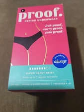 Proof. by Always Women's Brief, Super Heavy Absorbency Period Underwear, Small,