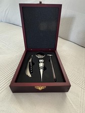Set vino 4 accessori da sommelier in confezione completamente in legno da regalo