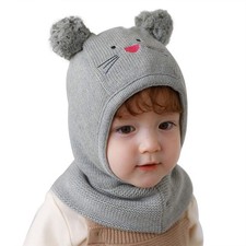 Baby Toddler Kids Winter Hat, Warm Windproof Knit Scarf Hood, Fleece Lined