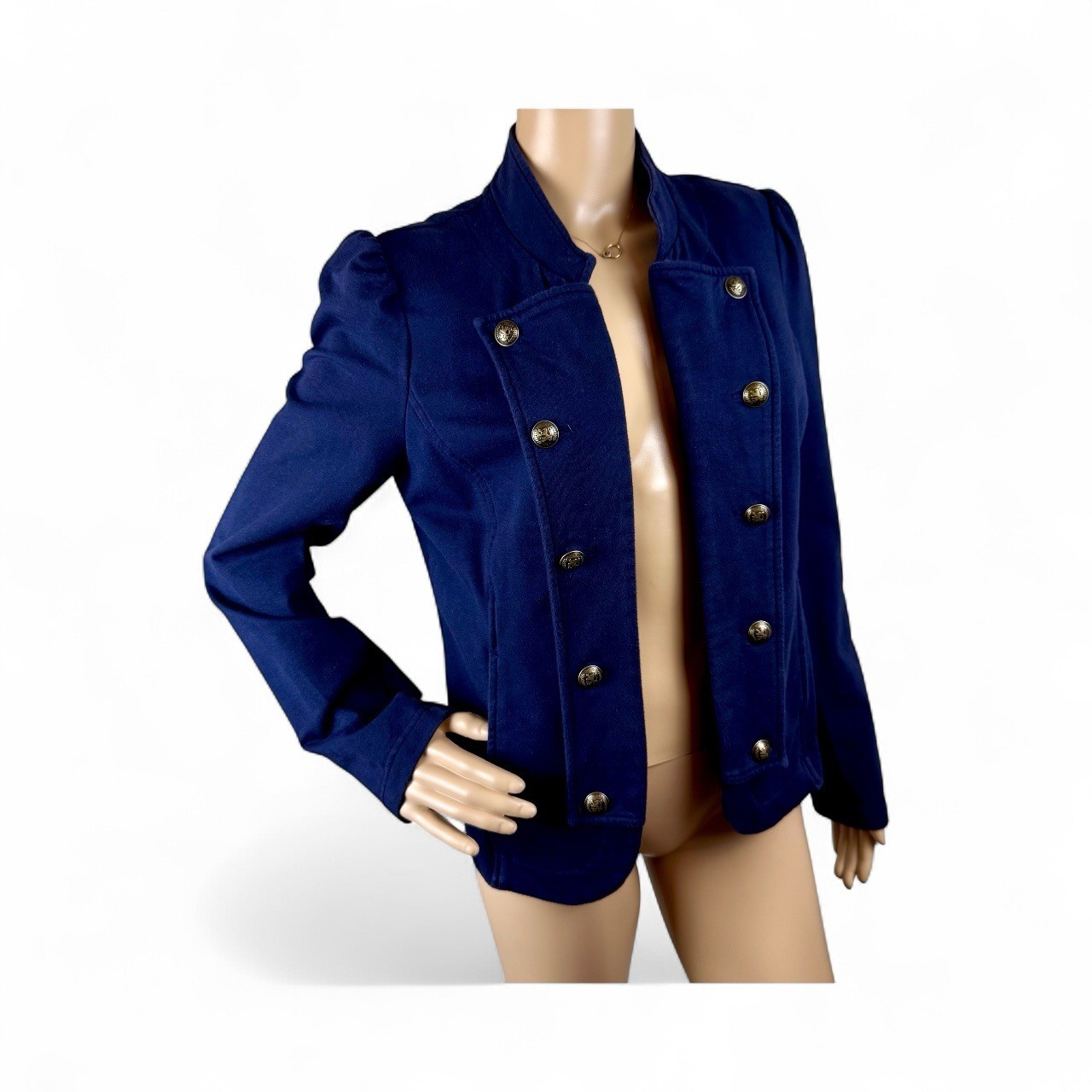 Tommy Hilfiger Sz M Navy Blue  Open Blazer Jacket Military Jersey Knit Blazer thumbnail 2