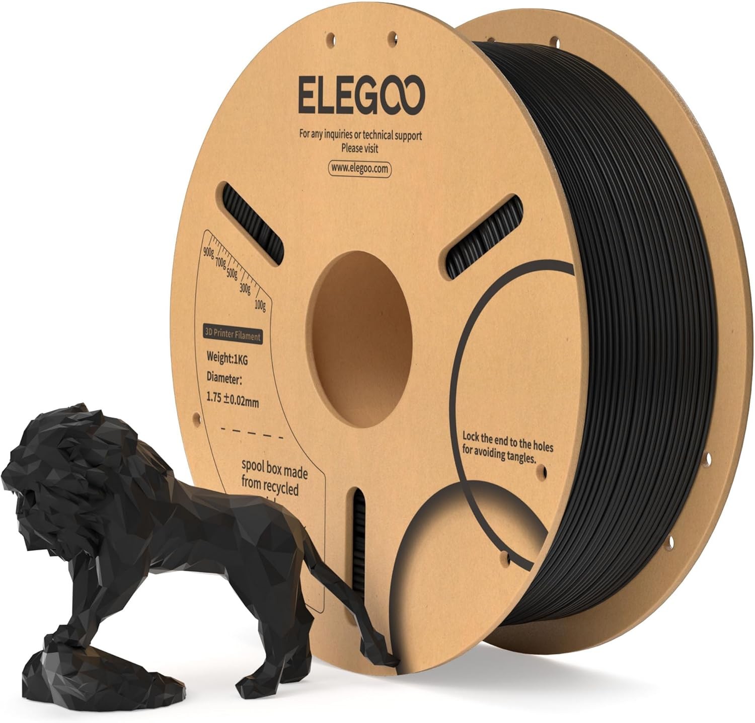 PLA Filament 1,75 mm Schwarz 1 kg 3D Druckmaterialien Pappsp