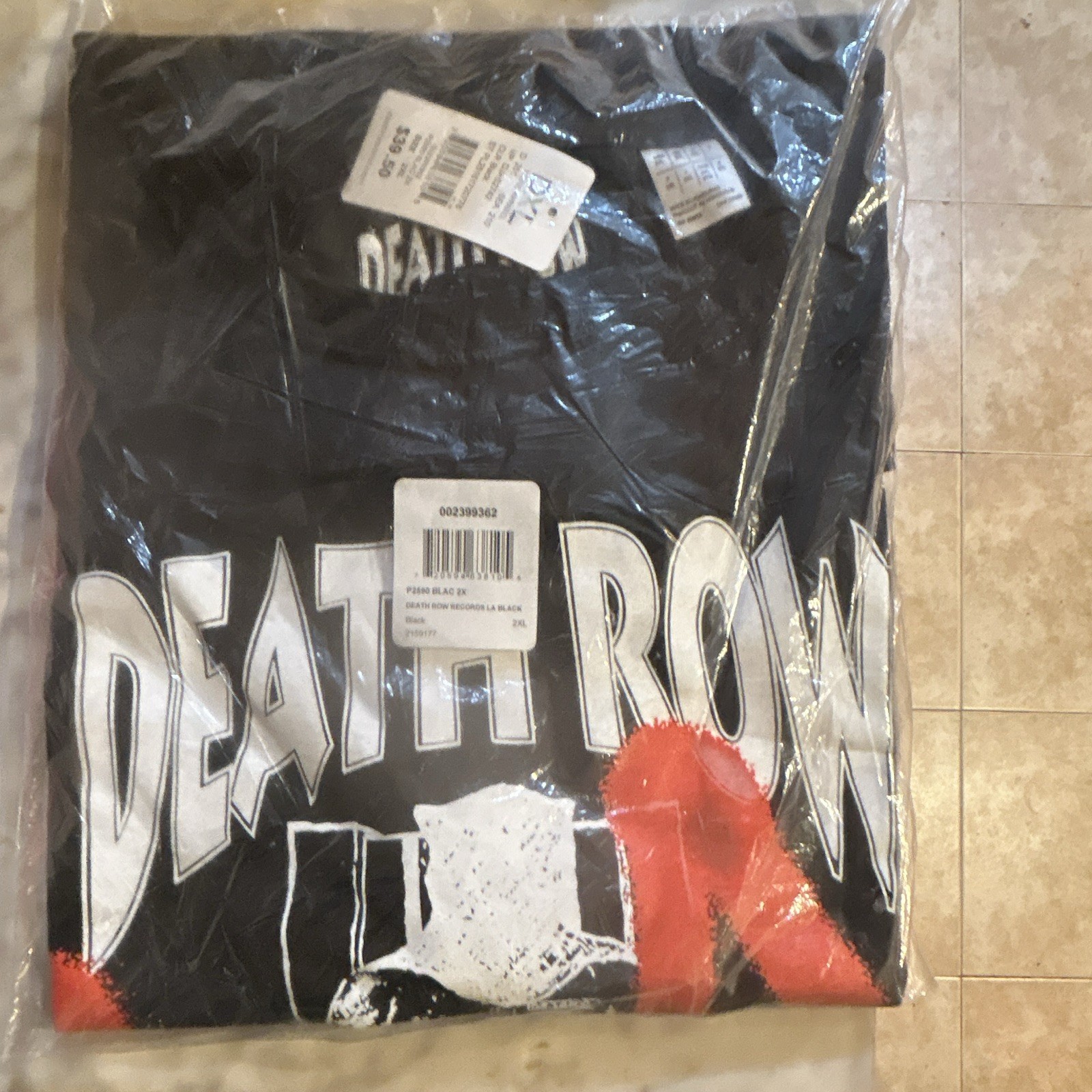 Death Row Records LA Men's Black Graphic Print Cotton Tee Crew Neck 2XL