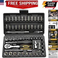 Socket Wrench Set, 62PCS 1/4" Ratcheting Wrench Set With 72 Tooth count Ratch...