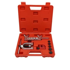 Complete Brake Line Tube Flaring Tool Kit with Steel and Five Adapters