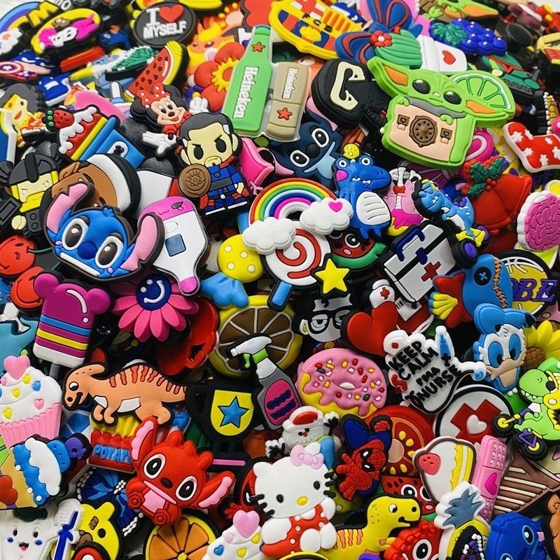 90 Pcs Mixed Pvc Shoe Charms Lot Different Charms Fit For Croc Clog Sandals USA