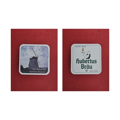 Hubertus Bräu Windmühle Brauerei Bierdeckel Bier