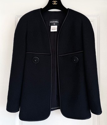 CHANEL 15B BLACK WOOL TWEED CC BUTTONS JACKET 36 | eBay