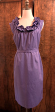 Elie Tahari Size 6 Purple/Violet Ruffle Trim Satin Lined Sheath Dress