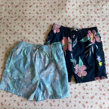 Vintage Summer Boys Tropical Florals and Pineapple Swimsuit Trunks Size 10