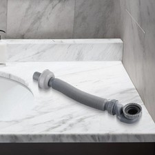 13) Low Profile Trap Flexible Bathtub Drain Pipe Gray ABS Water Seal Design