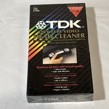 TDK DRY TYPE VIDEO HEAD CLEANER FOR VCR VHS AND S-VHS BRAND NEW STILL SEALED NOS