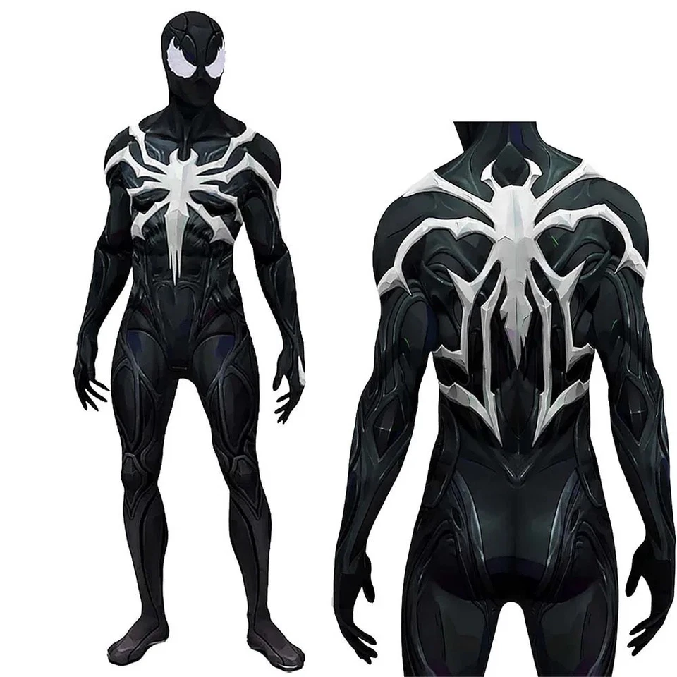 Men's Black Spider-Man Symbiote Suit Cosplay Zentai Suit Adult Sizes - Image 1 of 4