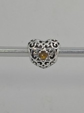 Authentic Pandora November Citrine SIGNATURE HEART Birthstone Charm 791784CI