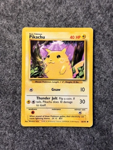 Pokemon Card Pikachu Base Set Common 58/102 Yellow Cheeks