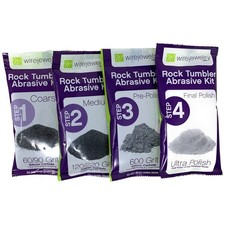 Wirejewelry 4 Step Rock Tumbler Abrasive Grit and Polish Kit, Single 1 Batch