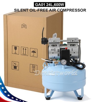 24L Dental Silent Oil-Free Air Compressor Portable Medical Pump for 1-2 Chairs