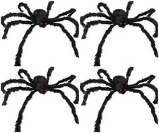 Lot of 4 NEW Large 4' Hairy Fake Spider Halloween Party Decoration Bendable Leg