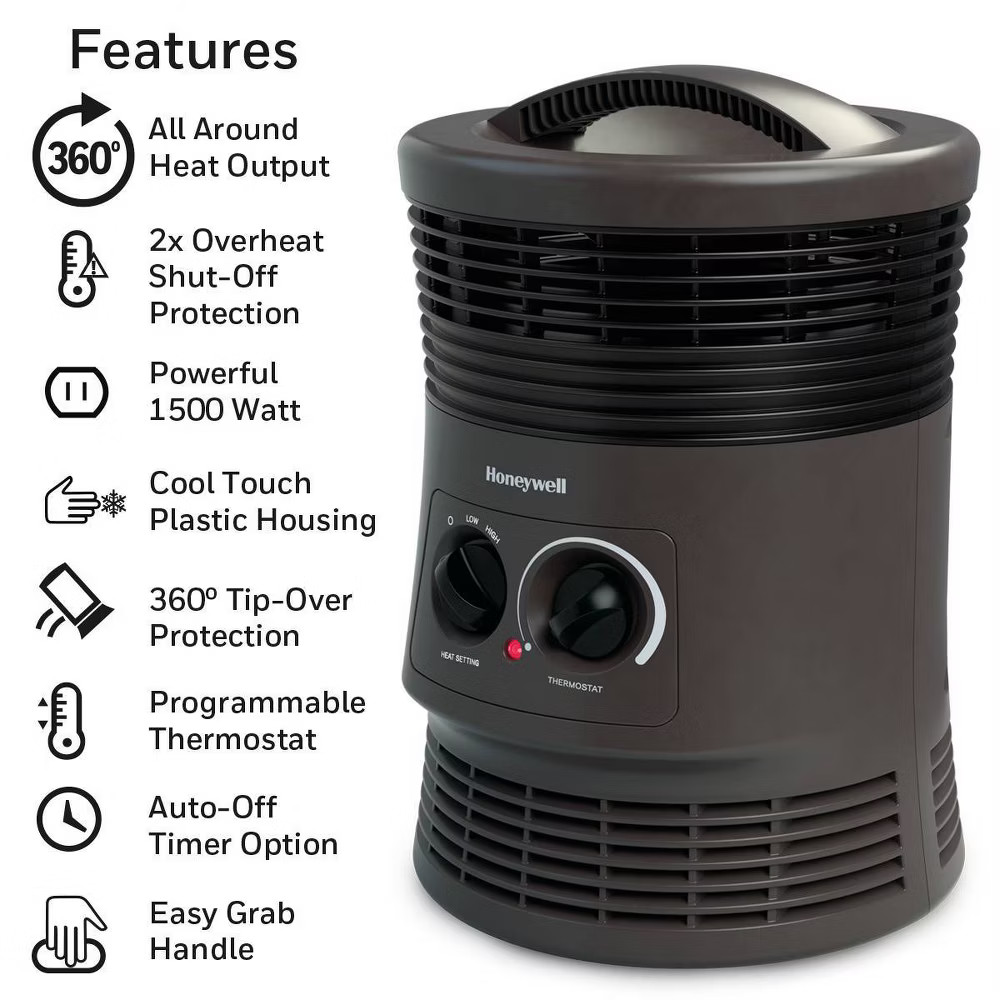 Honeywell HHF360B 1500W 360? Surround Indoor Heater Black