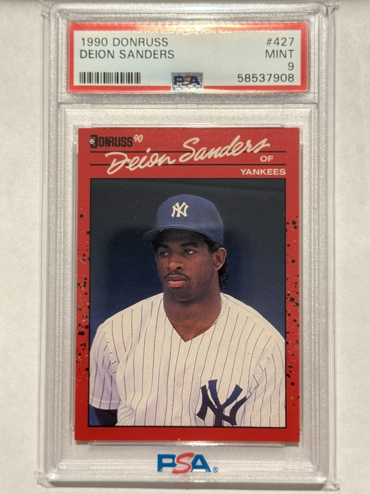 1990 DONRUSS #427 DEION SANDERS RC YANKEES PSA 9