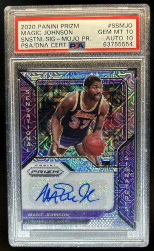 2020-21 Prizm Magic Johnson Sensational Signatures Prizm Mojo Auto #/25 PSA 10