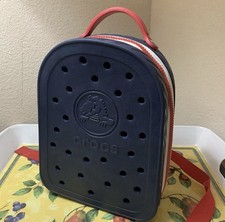 Crocs mini backpack navy blue red rubber zip kids unisex School bag-CLEAN